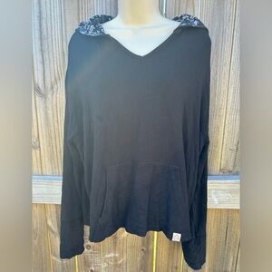 Vera Bradley Black Floral-Lined Hoodie - Size Large